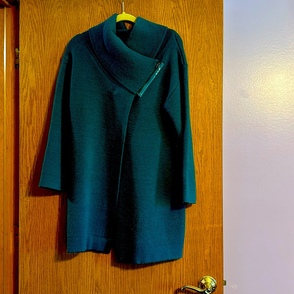 Ladies dark teal sweater jacket